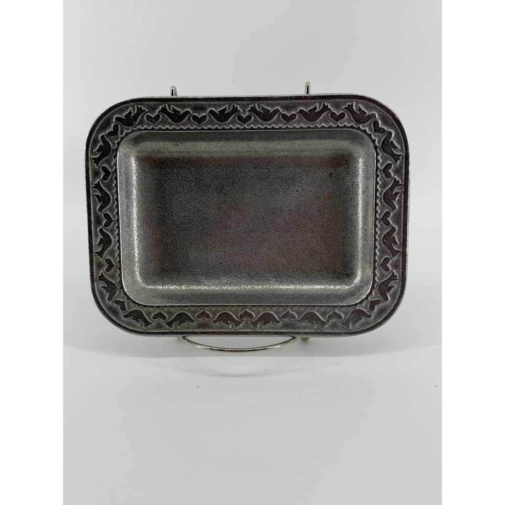 Wilton Armetale Doves and Hearts Small Rectangular Tray Pewter Look 550921 USA